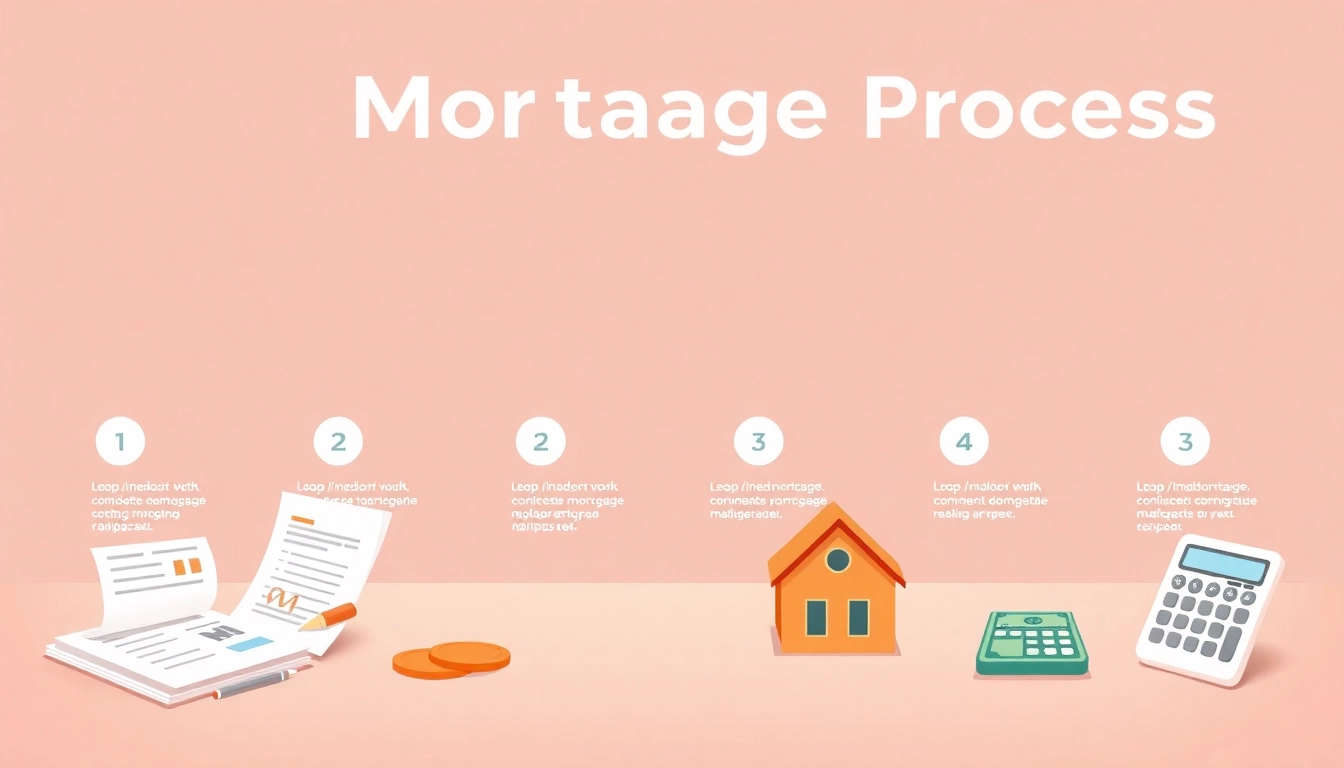 Visual step-by-step guide illustrating the mortgage process for lenders, showcasing essential documents and meetings.