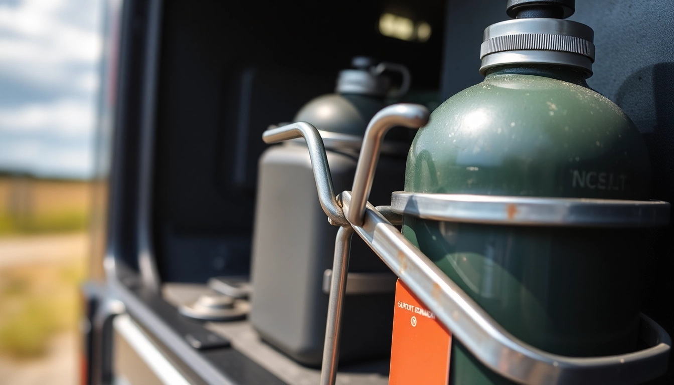 Securely mount a gas bottle holder designed for various outdoor activities, ensuring safety and stability.