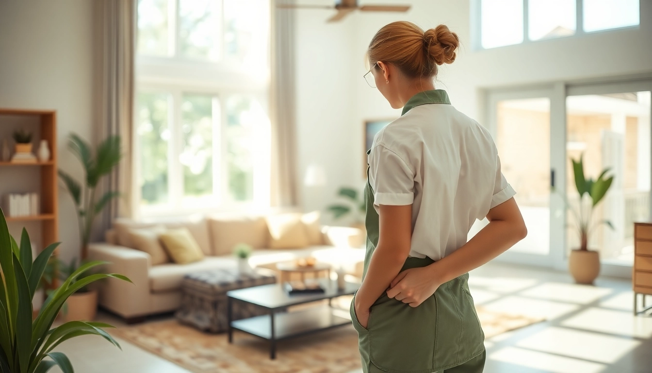 Bond cleaning Logan service showcasing a professional cleaner revitalizing a living room space.