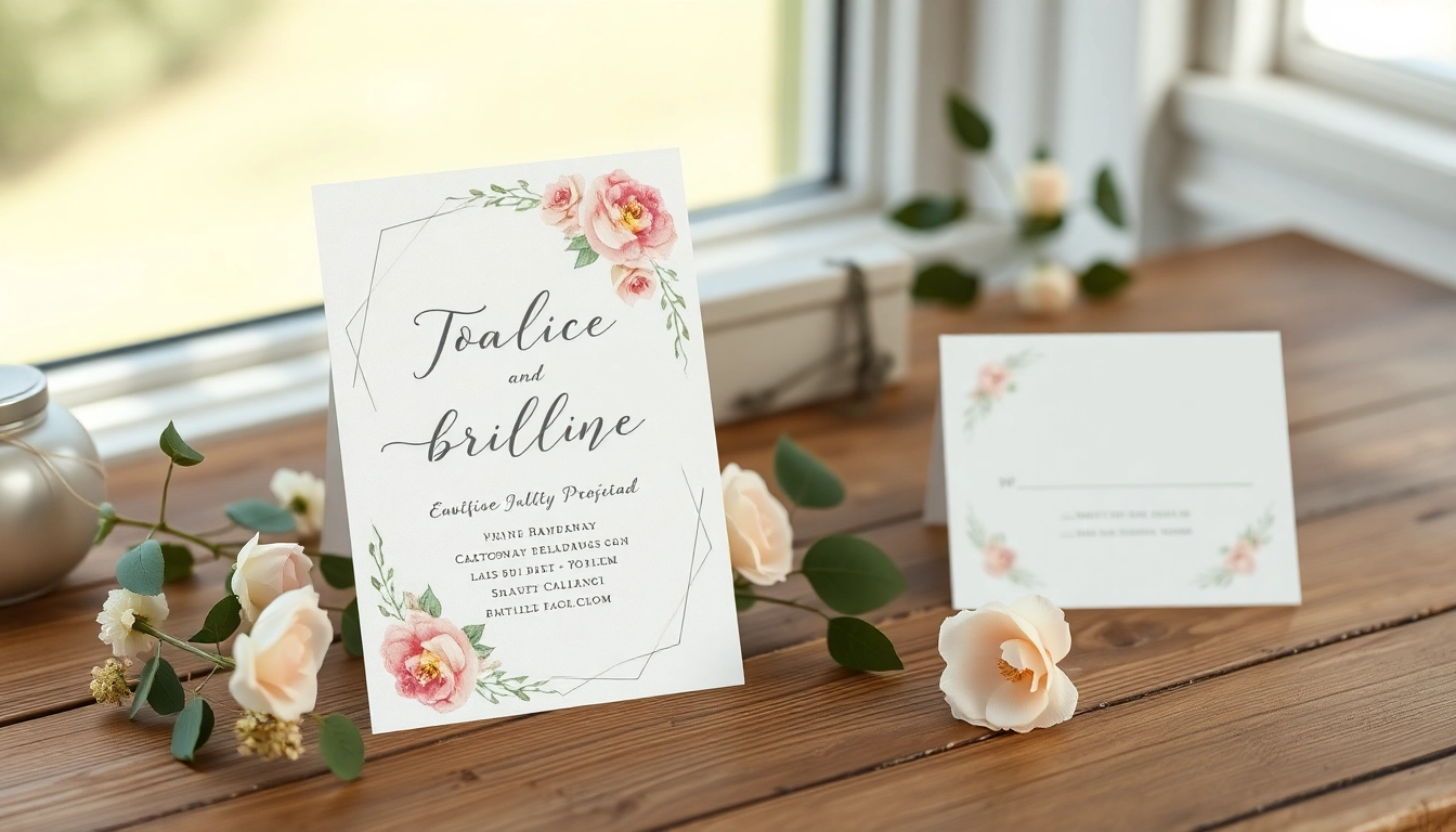 Craft a beautiful bryllups invitation featuring elegant floral designs and romantic calligraphy for your wedding.