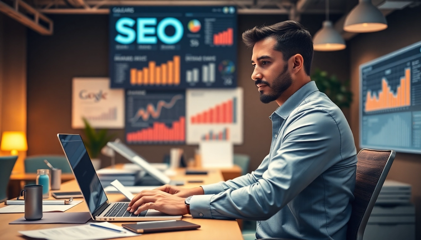 Enhance your website's visibility with expert Edmonton SEO strategies in an office setting.