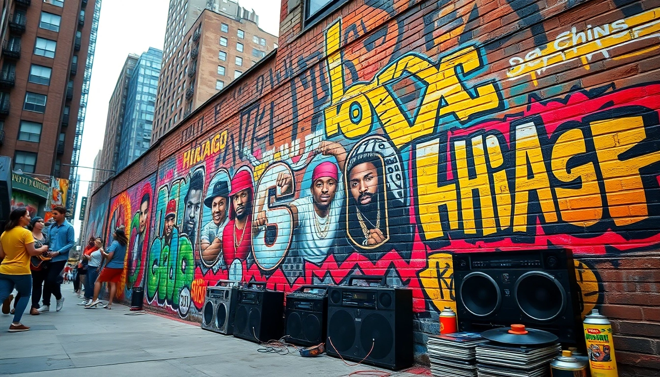 Explore hip-hop mixtapes Chicago represented in vibrant street art atmosphere.