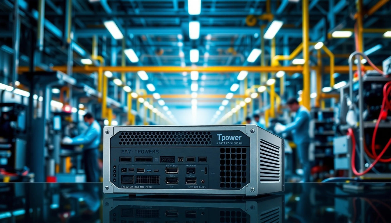 TPower power supply showcased in an advanced electronic setting with engineers at work.