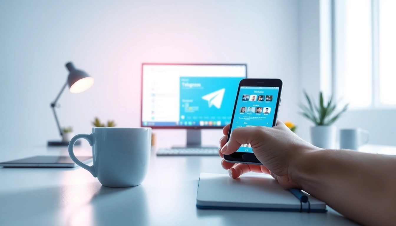 Engage with電報官网: User interacting with Telegram across devices exemplifying seamless communication.