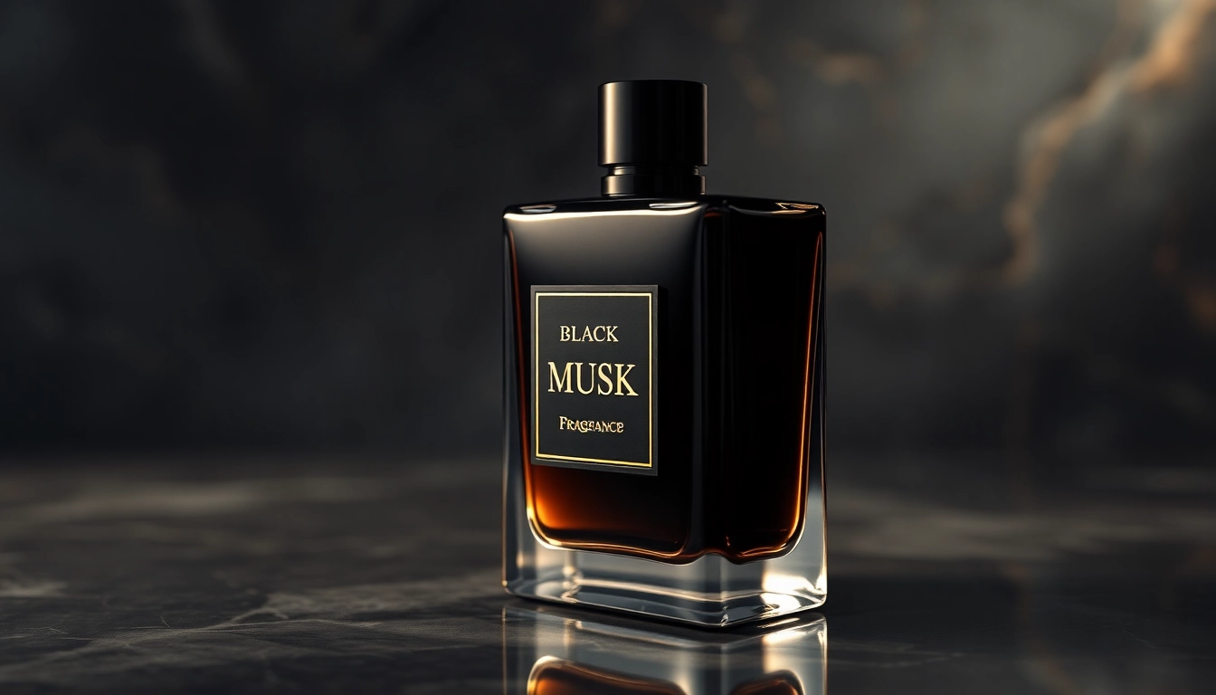 Flacon de parfum Black musk capturant l'essence d'une fragrance séduisante et mystérieuse.