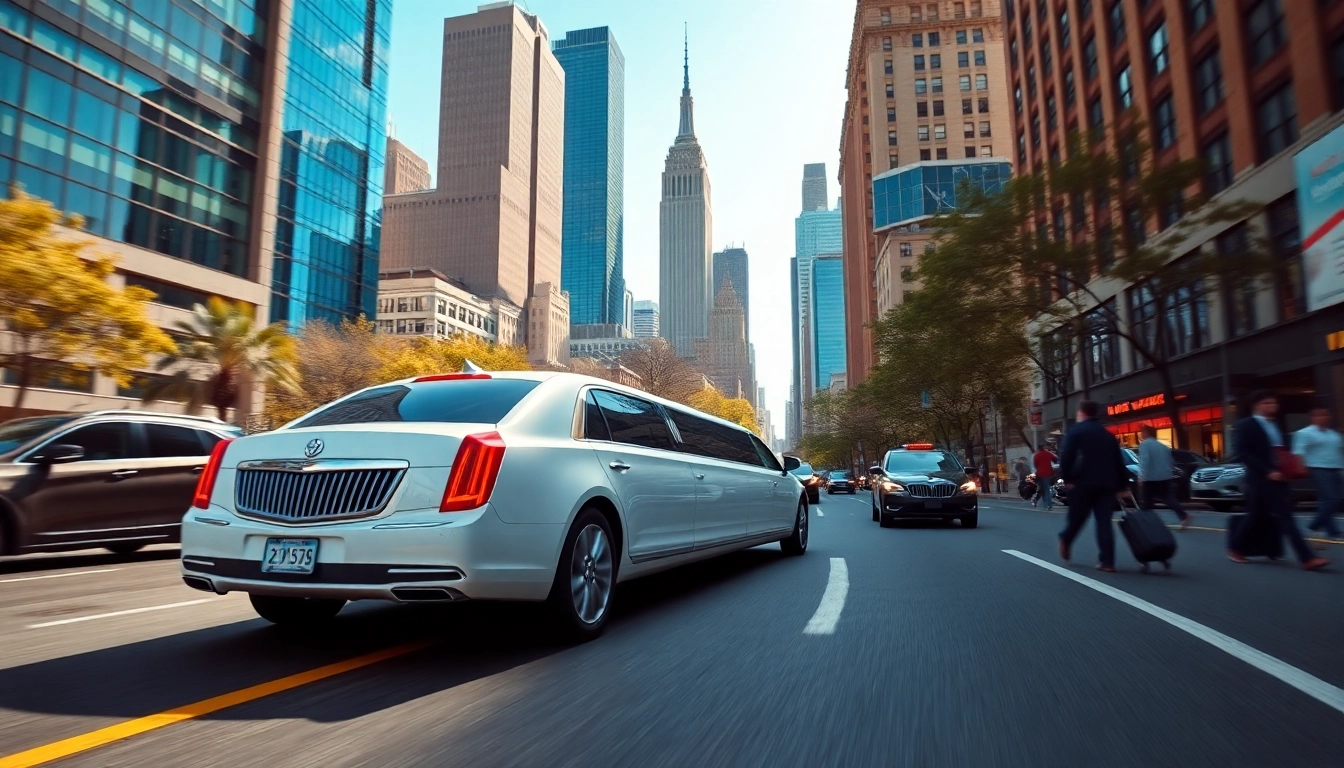 Experience new york transfers from airport in a luxurious limousine navigating through the vibrant city.
