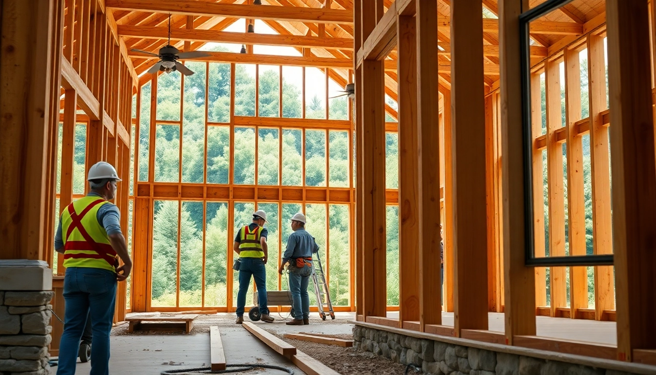 Connecticut home builders constructing a luxury custom home amidst lush greenery.