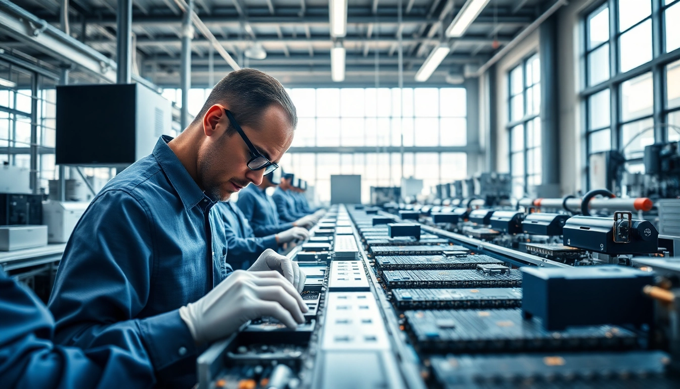 Technician in a factory making American microchips great again, showcasing precision and technology.