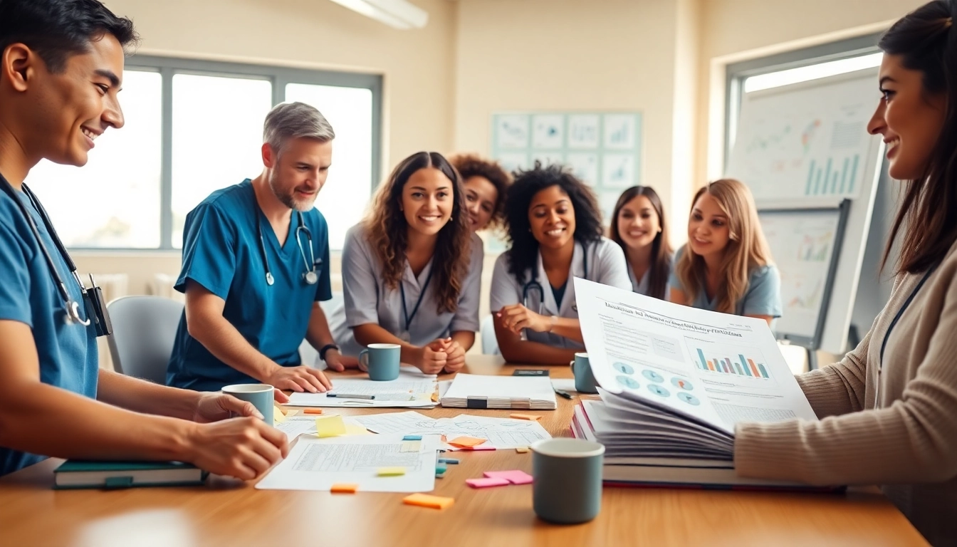 Generate capstone ideas for nursing in a collaborative study environment featuring diverse students and research materials.