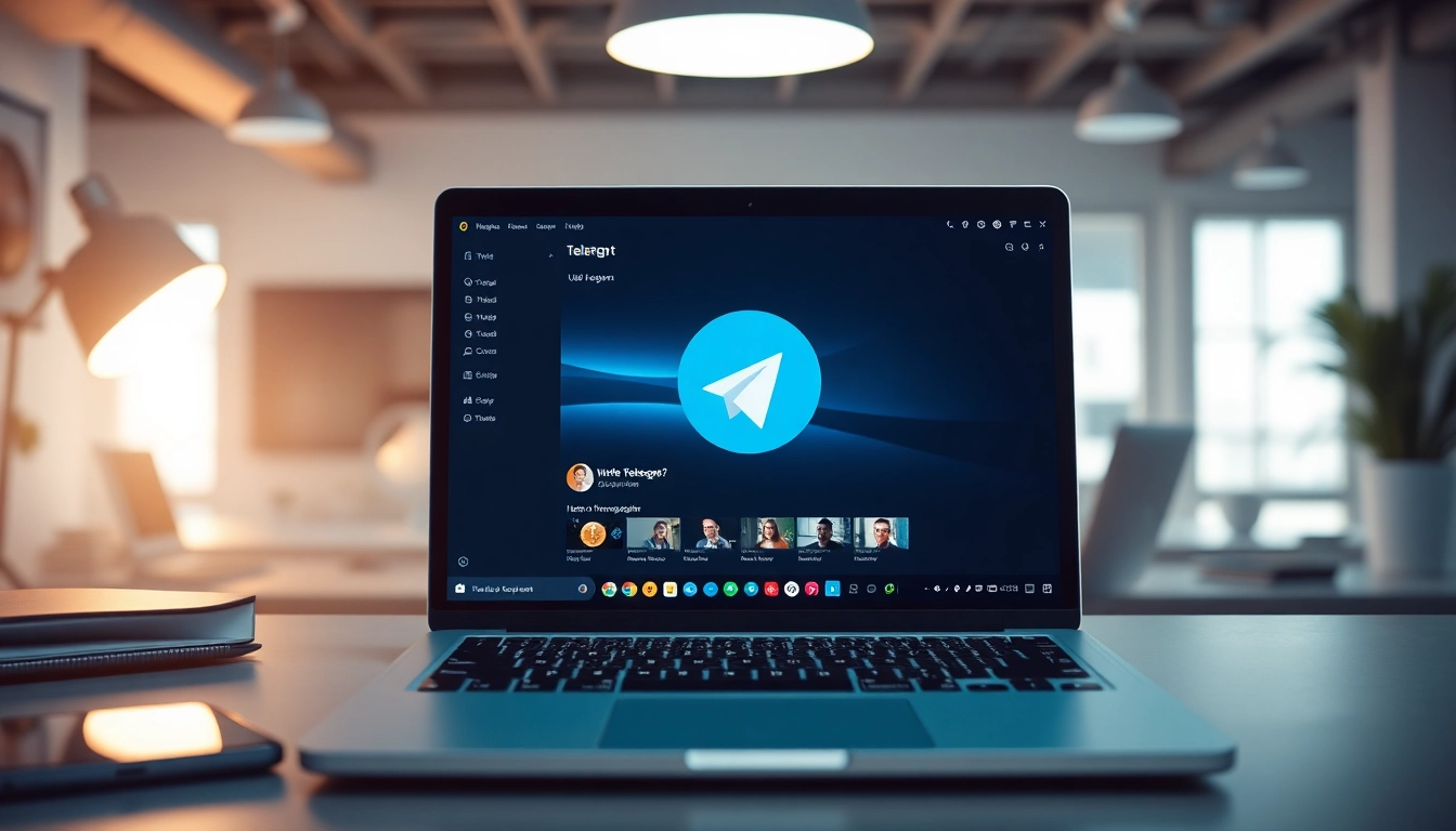 Download Telegram下载电脑版 on a sleek laptop for seamless communication and collaboration.