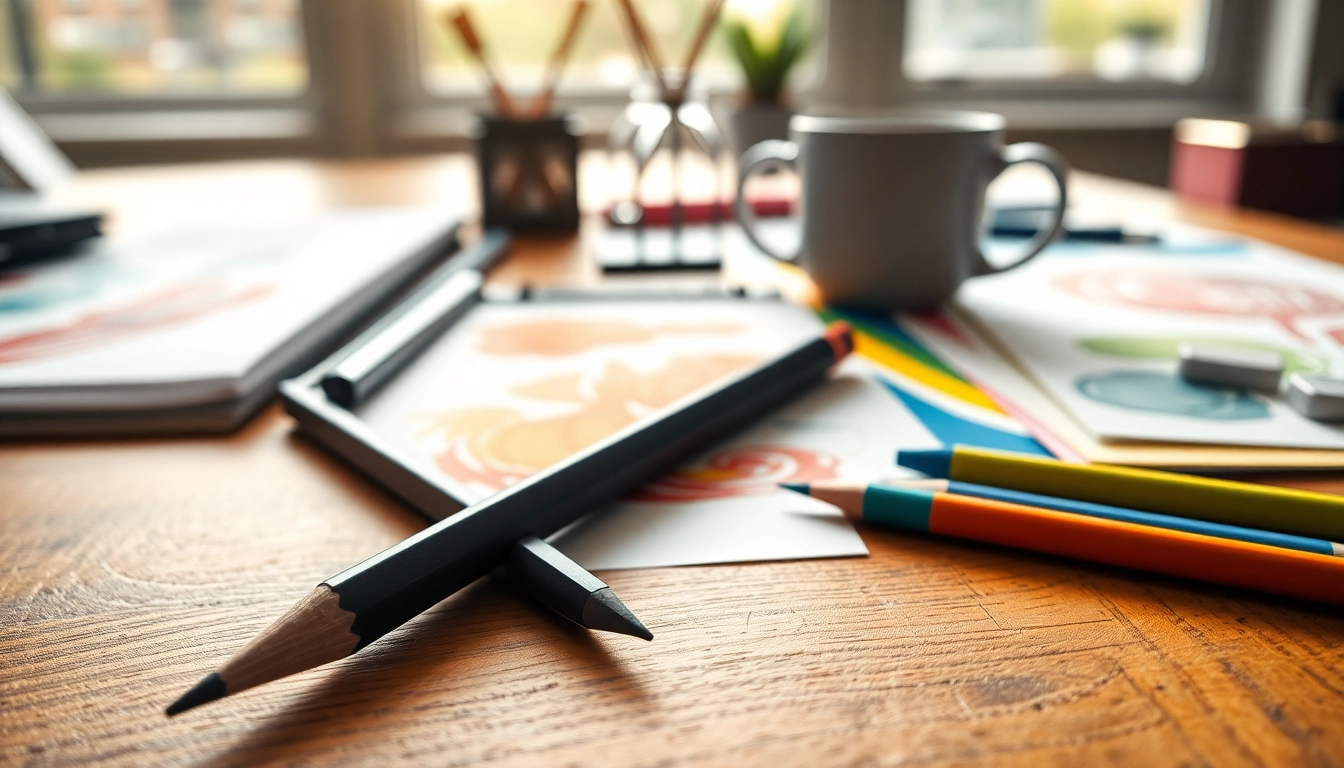 Sketching with an easy grip pencil on vibrant paper in a bright, creative workspace.