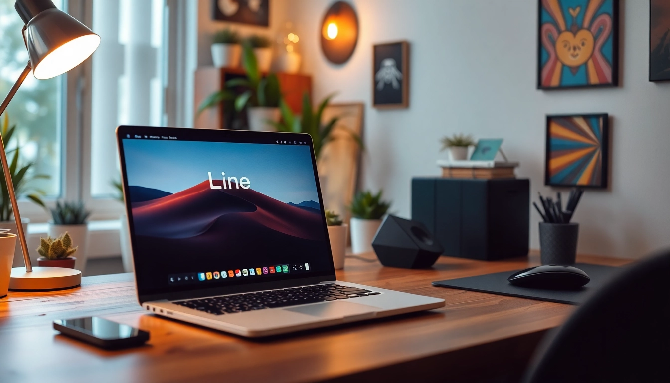 Download line电脑版下载 on a vibrant laptop setup that enhances your productivity and creativity.