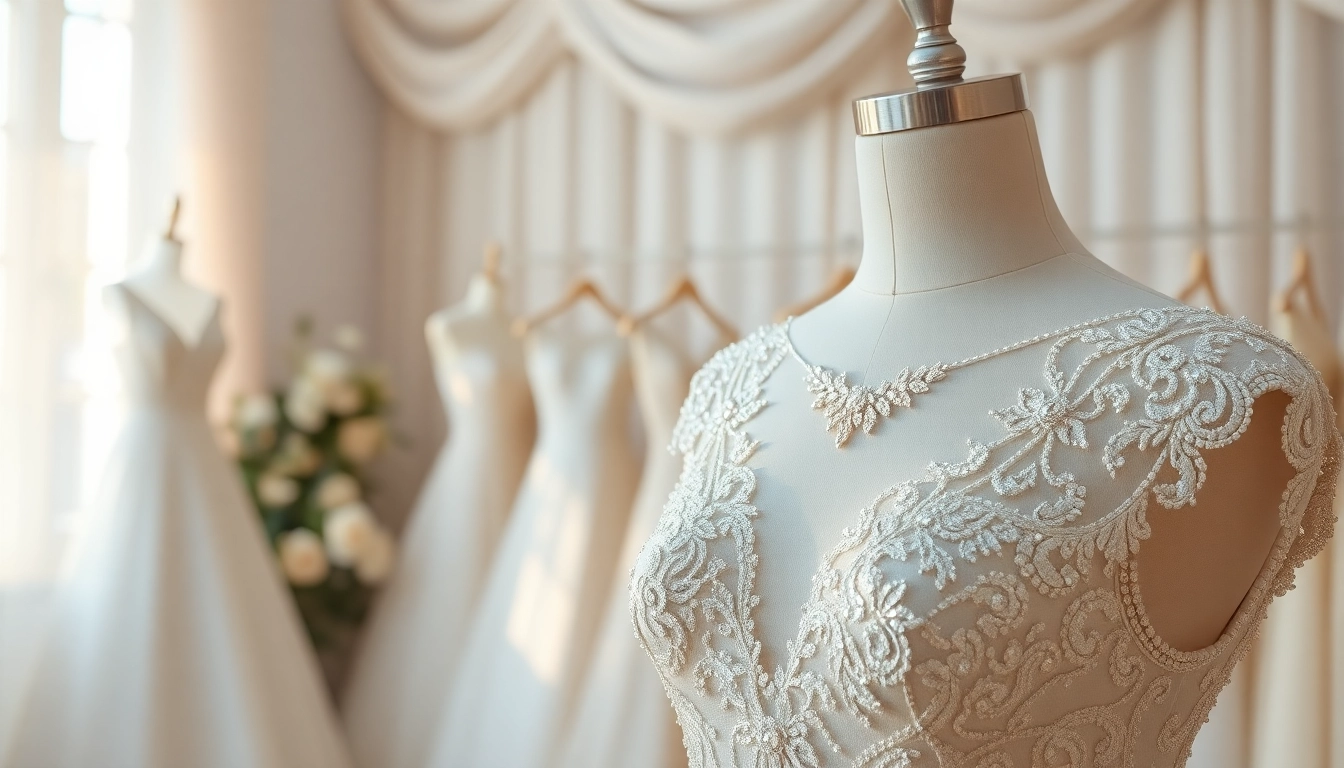 Shop beautiful beaded wedding dresses that sparkle with elegance in a charming bridal boutique.
