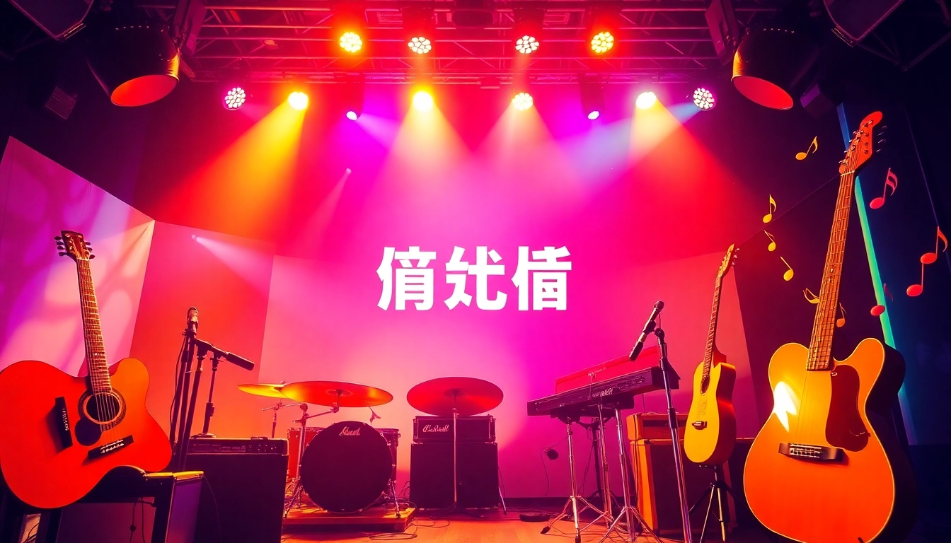 Experience the rhythm at 汽水音乐官网 with an engaging visual of musical instruments and vibrant scenes.