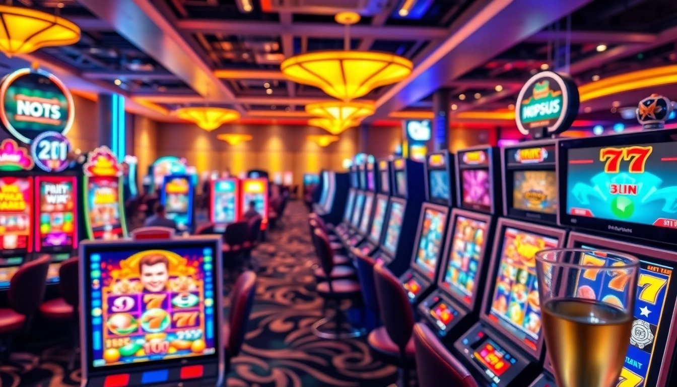 Permainan game slot yang mengasyikkan dengan mesin slot penuh warna di kasino.