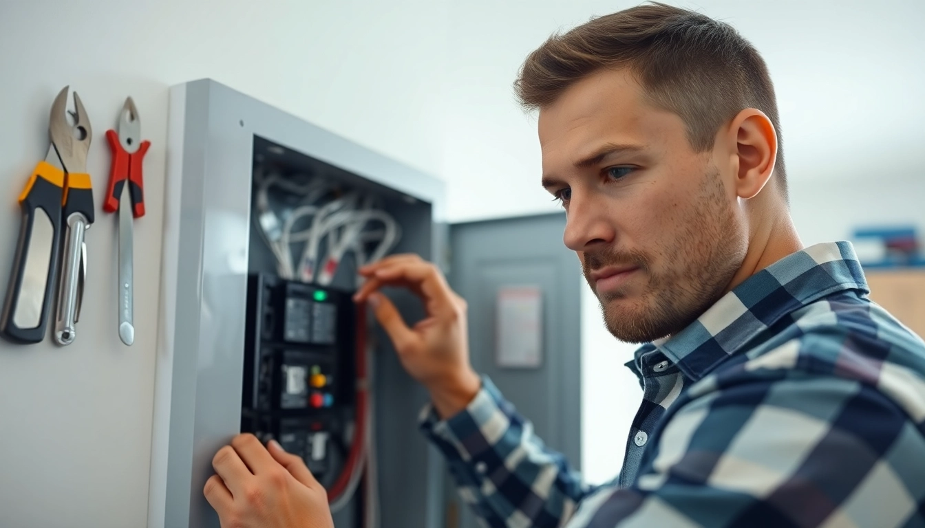 Electrician conducting an Electrical Panel Upgrade, showcasing professional expertise in a modern home.