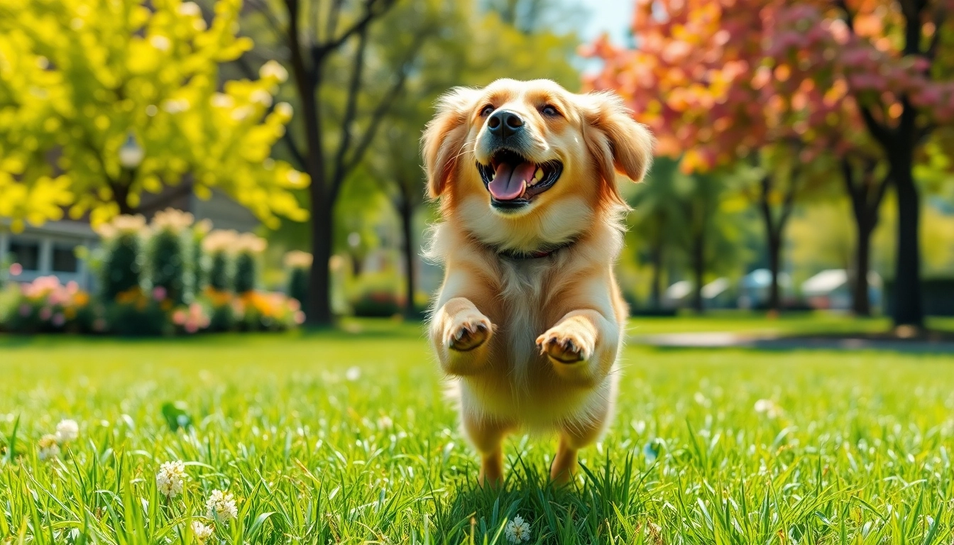Joyful golden retriever thriving on dr marty pet food canada surrounded by nature