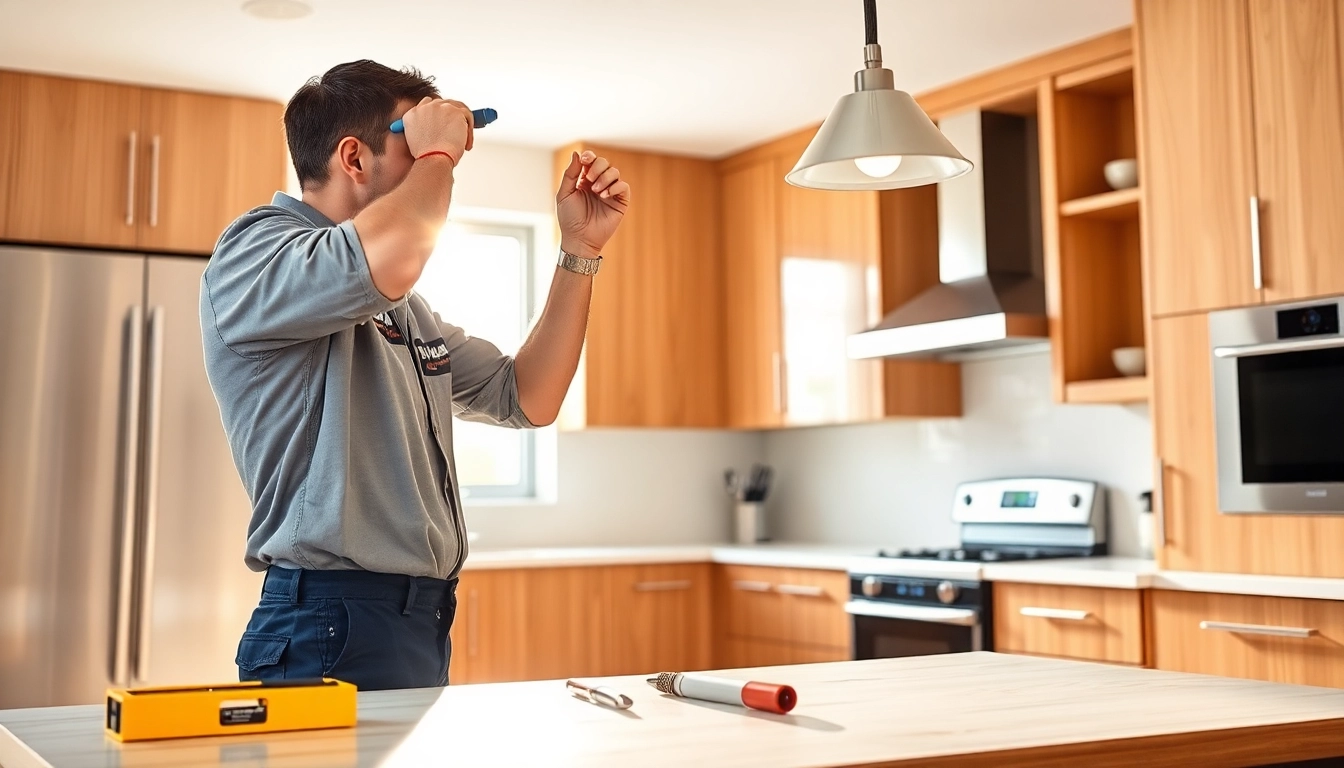 Ensure optimal Electrical Service by a professional electrician in a modern kitchen during installation.