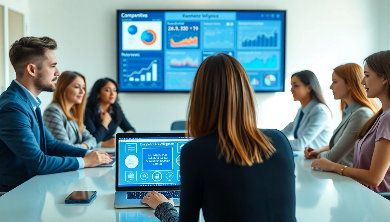 Generate ai prompts for competitive intelligence while collaborating in a professional setting with modern tech.
