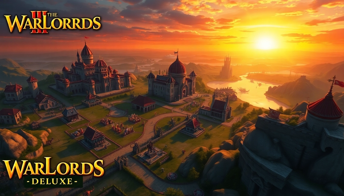 Engage in thrilling battles with Warlords 2 download showcasing a vibrant fantasy kingdom.