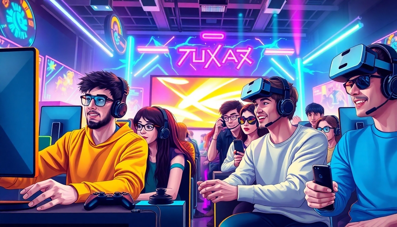 Bermain game online dengan berbagai pemain terlibat dalam pengalaman seru.