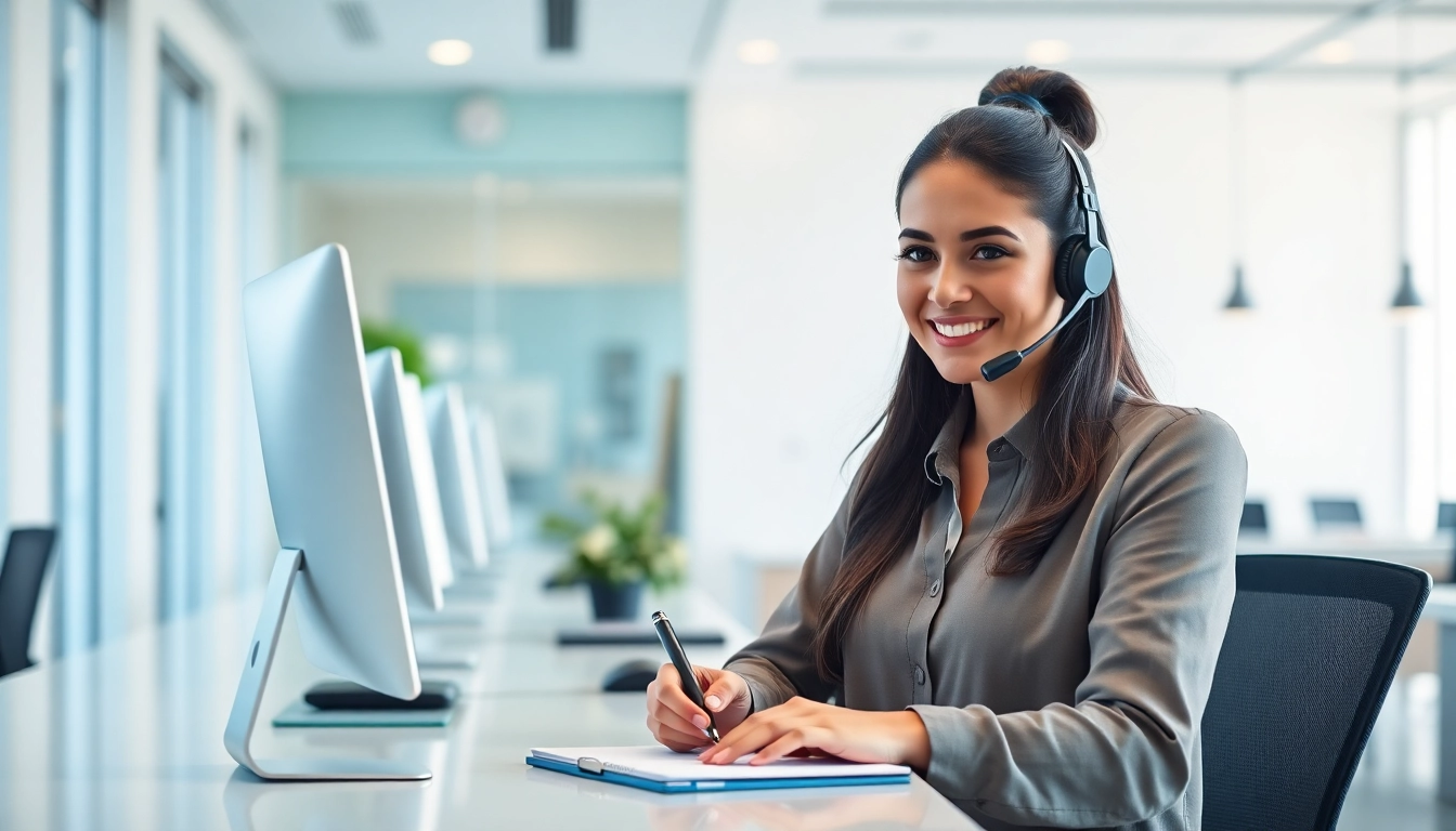 Receptionist demonstrating effective Phone Answering Calls in a professional setting.
