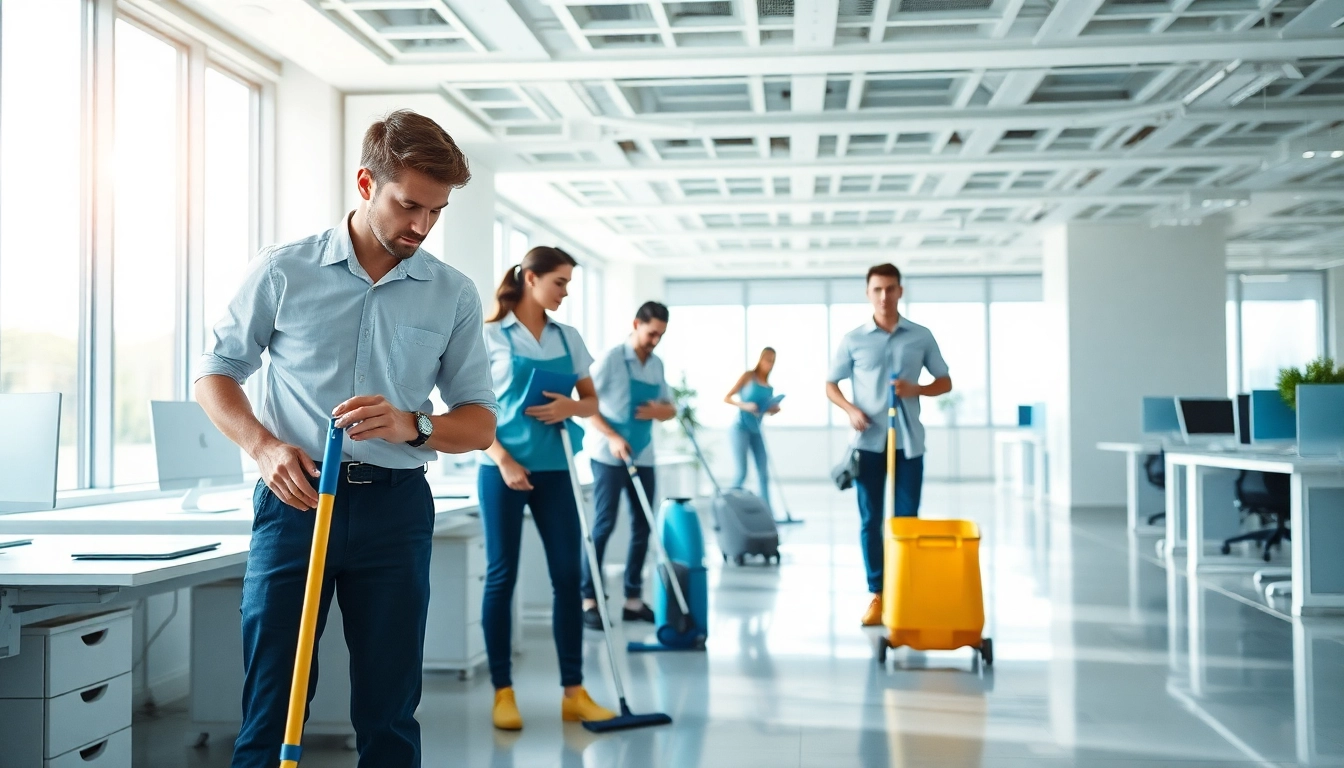 Enhance your space with professional commercial cleaning Melbourne services, featuring a dedicated team in action.
