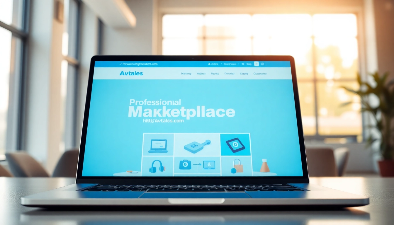 Engaging digital marketplace interface displayed on a laptop screen at http://Avtales.com, enhancing online shopping experience.