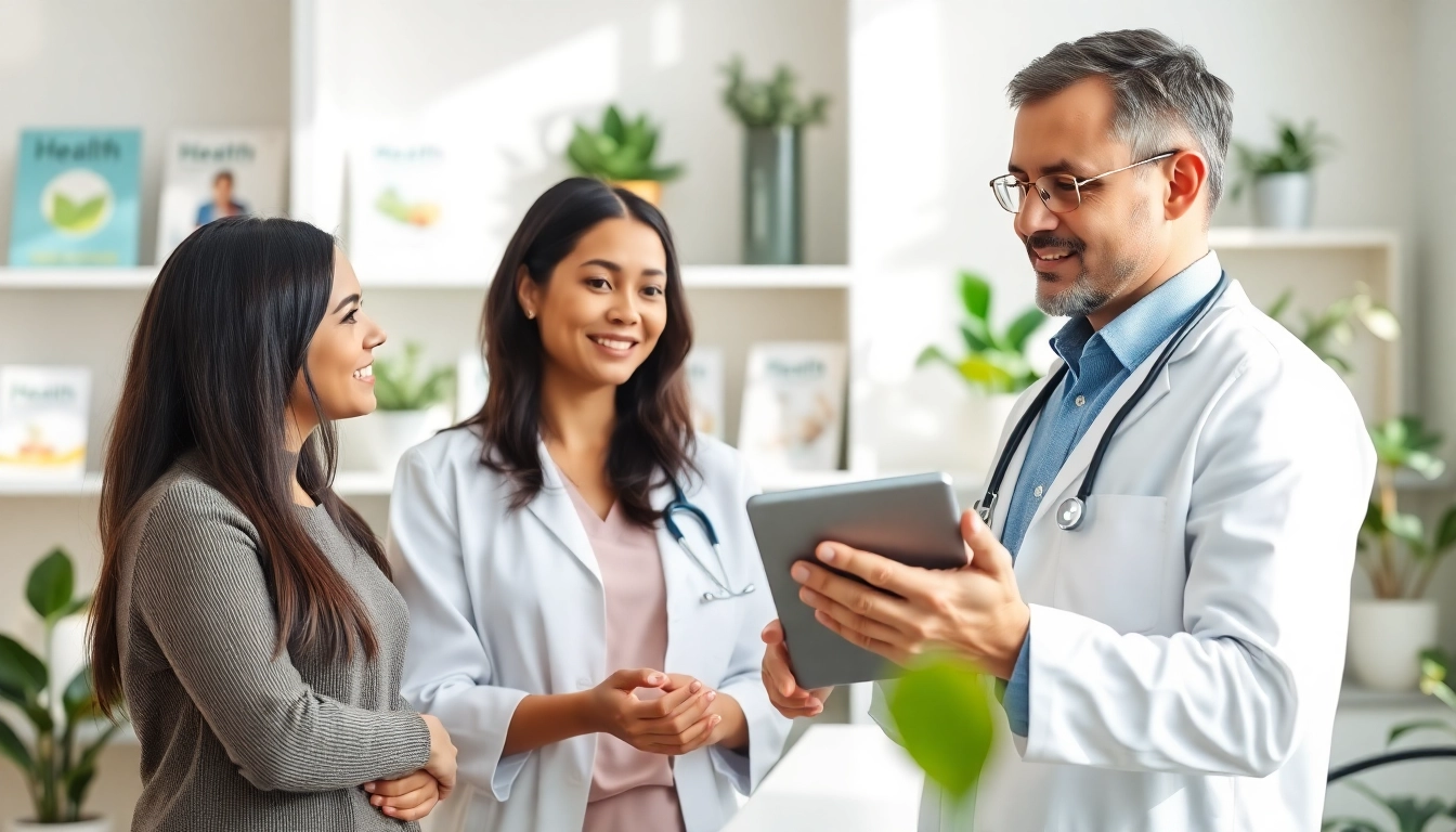 Engaged healthcare team providing personalized Medical Weight Loss consultation in an inviting clinic setting.