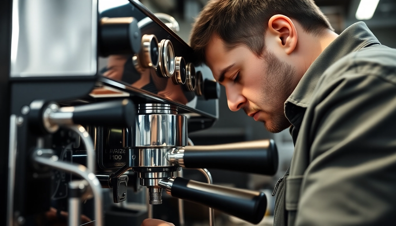 Cimbali servisi: Expert technician fixing espresso machine components for optimal performance.