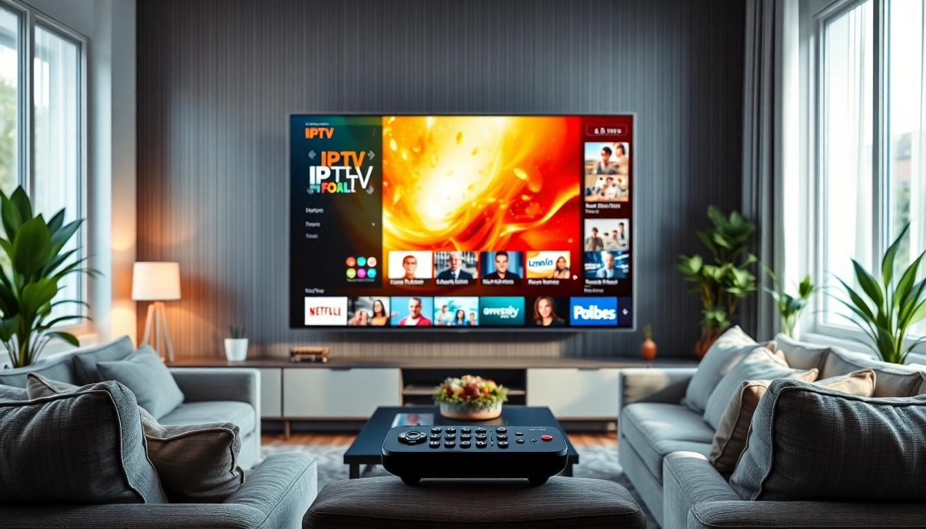 Comprar Listas IPTV en una pantalla de televisión de alta definición en una sala moderna