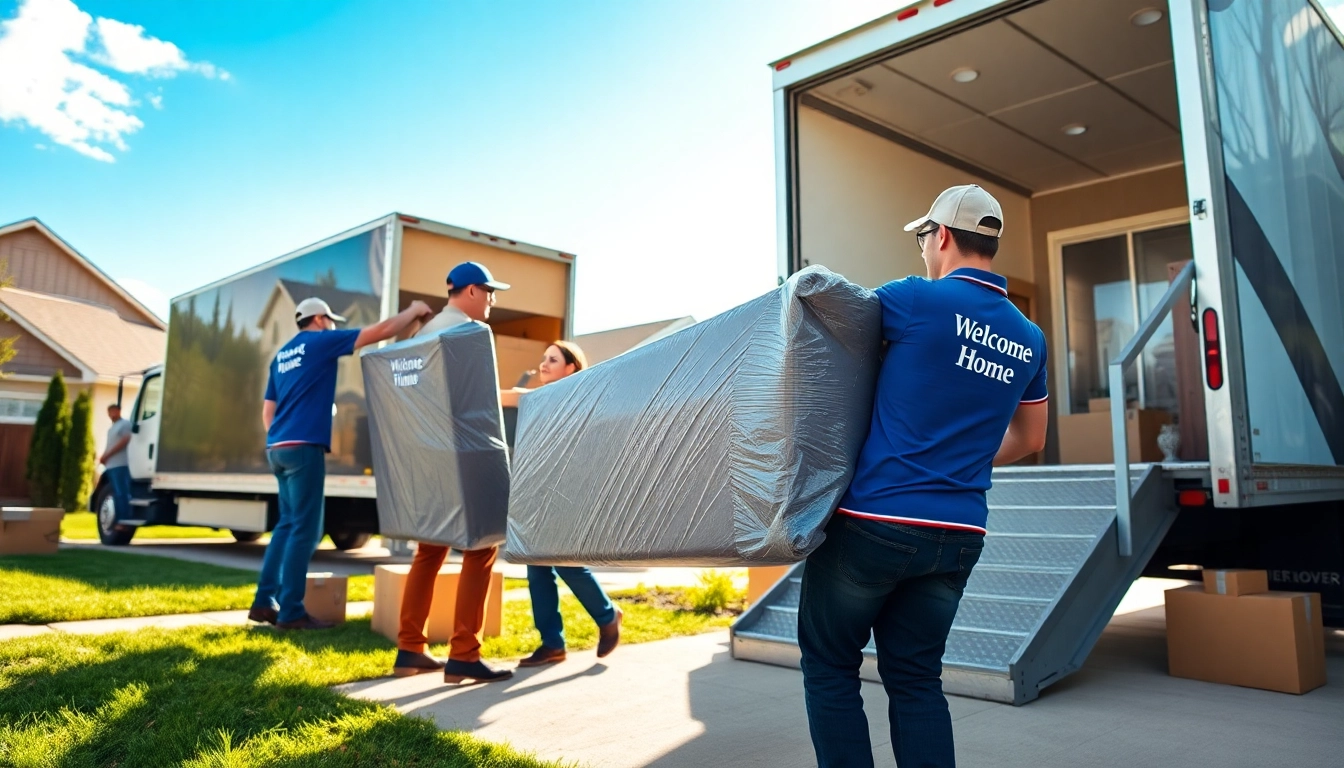 Movers Calgary handling furniture during a stress-free relocation process in a residential neighborhood.