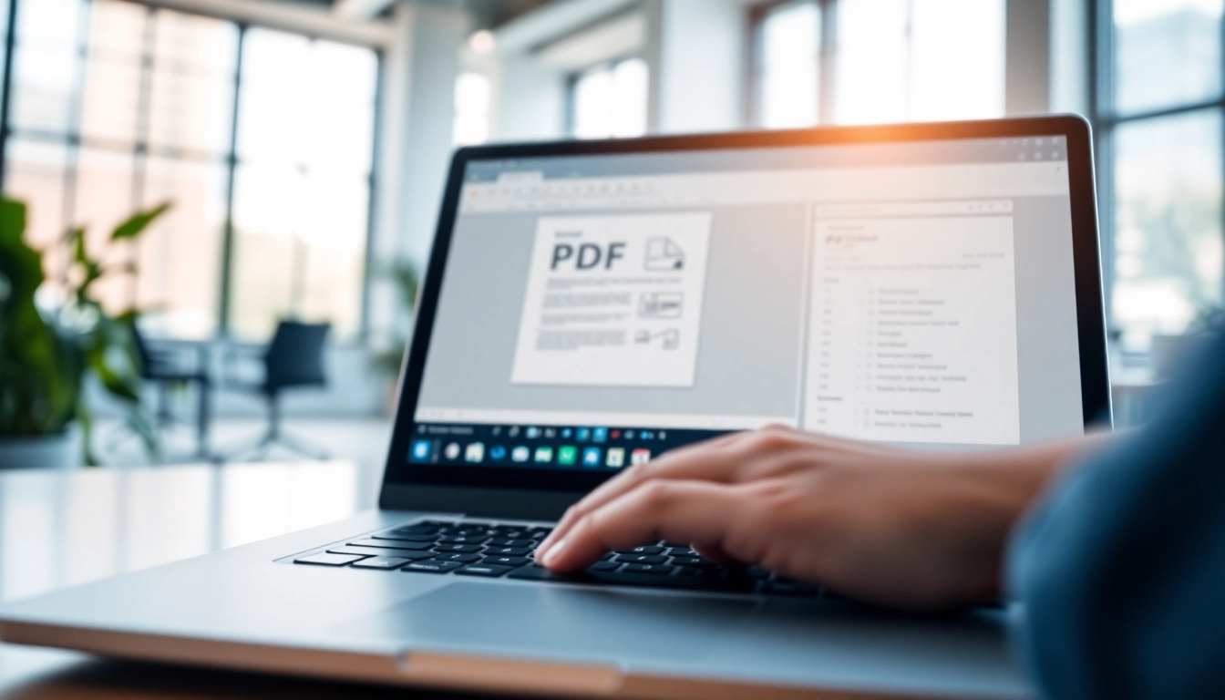 Create stunning documents effortlessly using the pdf creator interface on a sleek laptop.