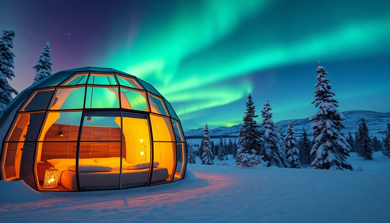 Experience the breathtaking beauty of an Igloo hotel finland under the dazzling Northern Lights.