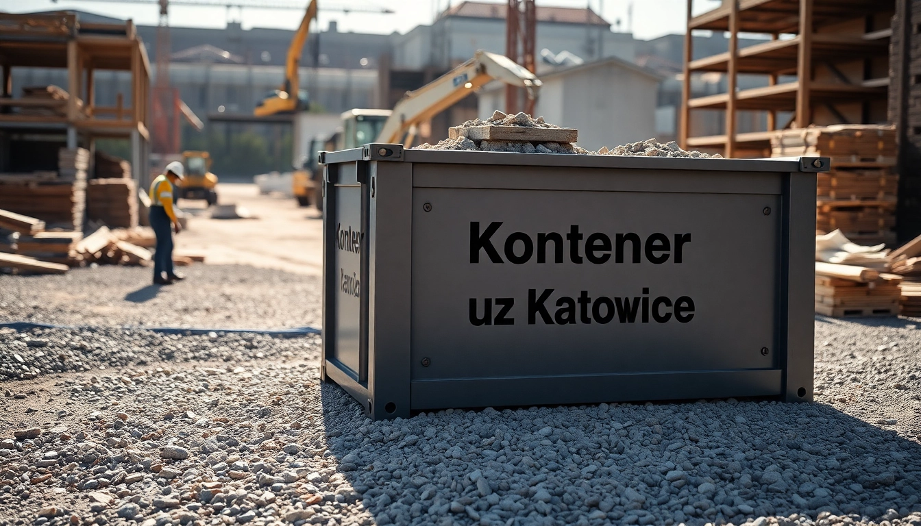 Wynajem Kontener na gruz Katowice na budowie do transportu gruzu i odpadów budowlanych.
