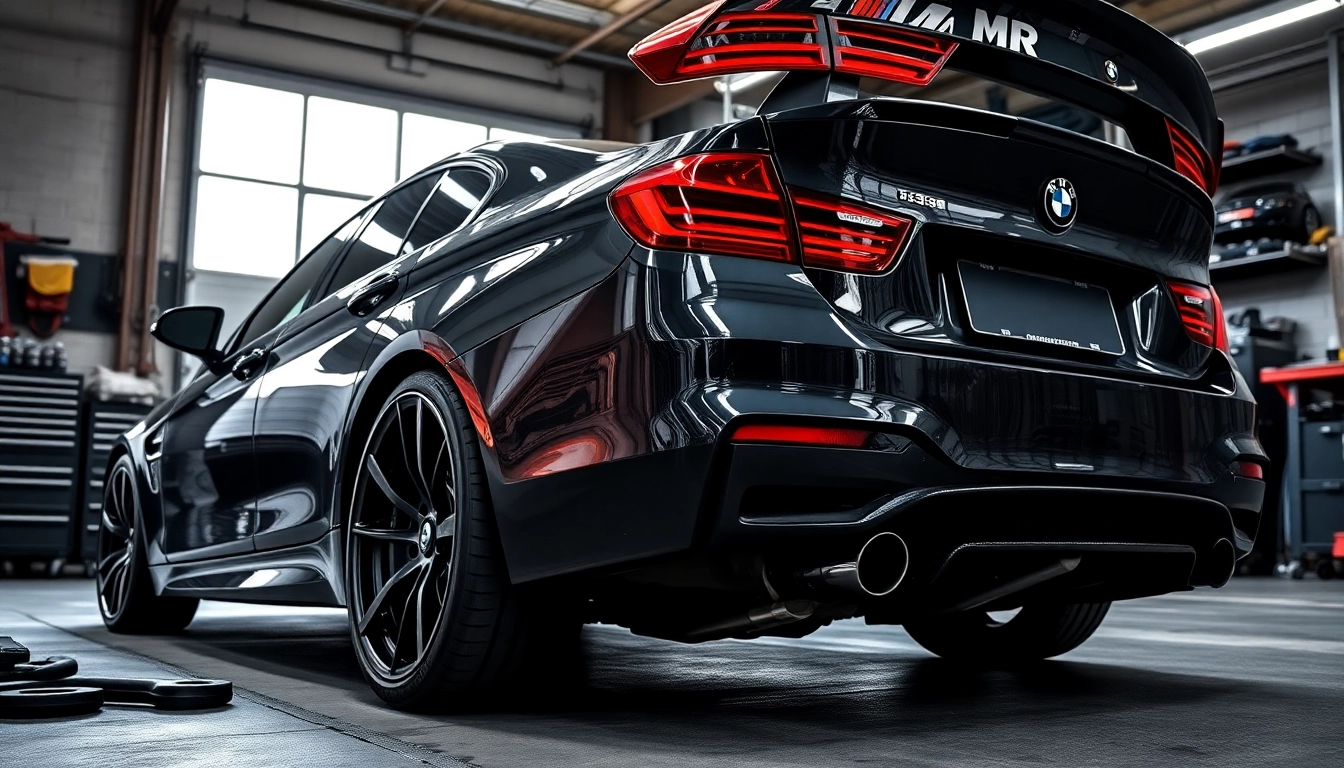 Showcase f80 midpipe featuring a sleek design on a BMW F80 M3 in a dynamic automotive setup.