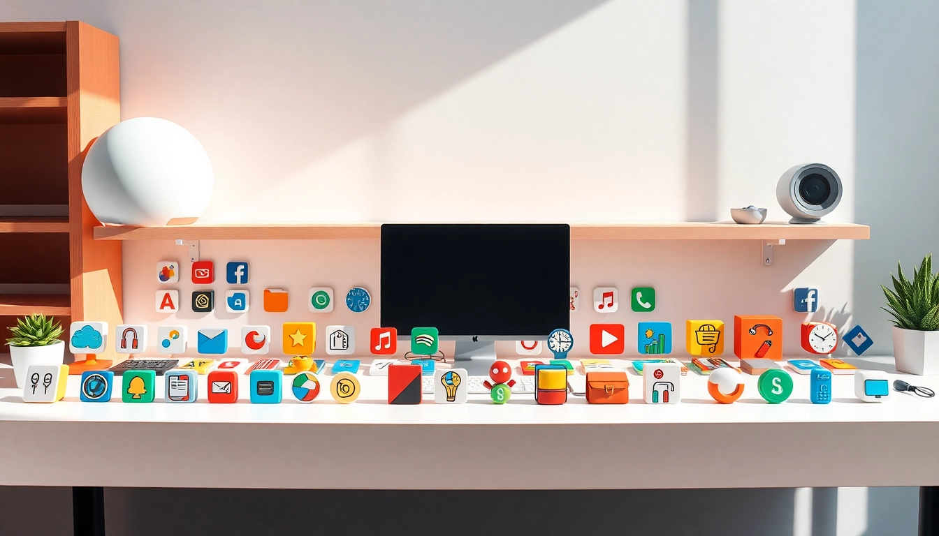 Showcase of colorful Icons in a digital workspace setting, highlighting their versatility and design.