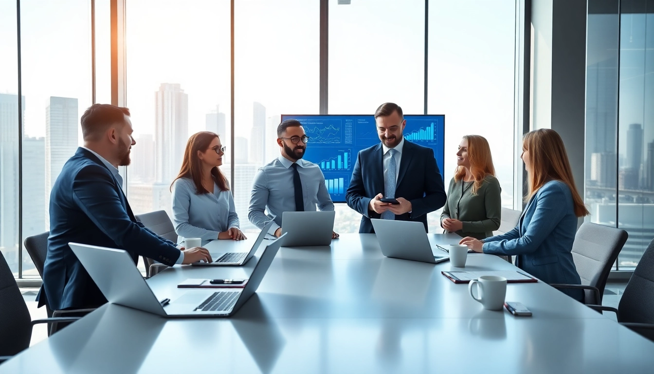 Team providing Managed Services Fredericksburg in a modern office with technology setups.