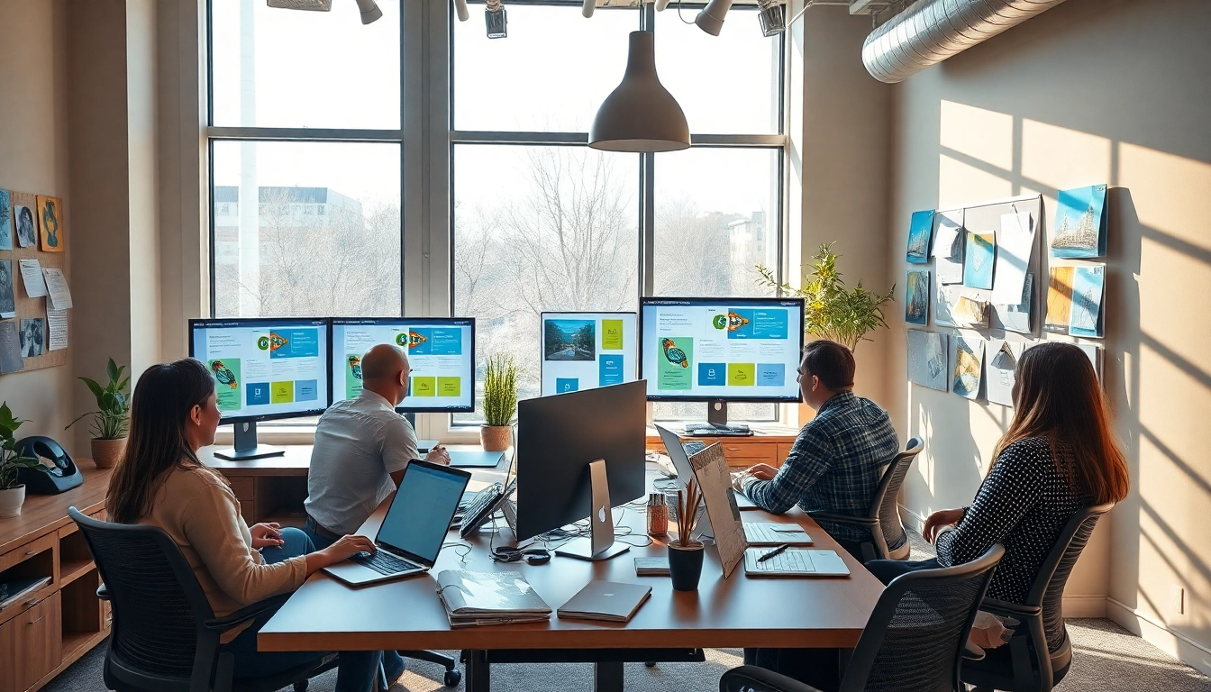 Innovative website design in kansas city showcased in a collaborative office atmosphere.