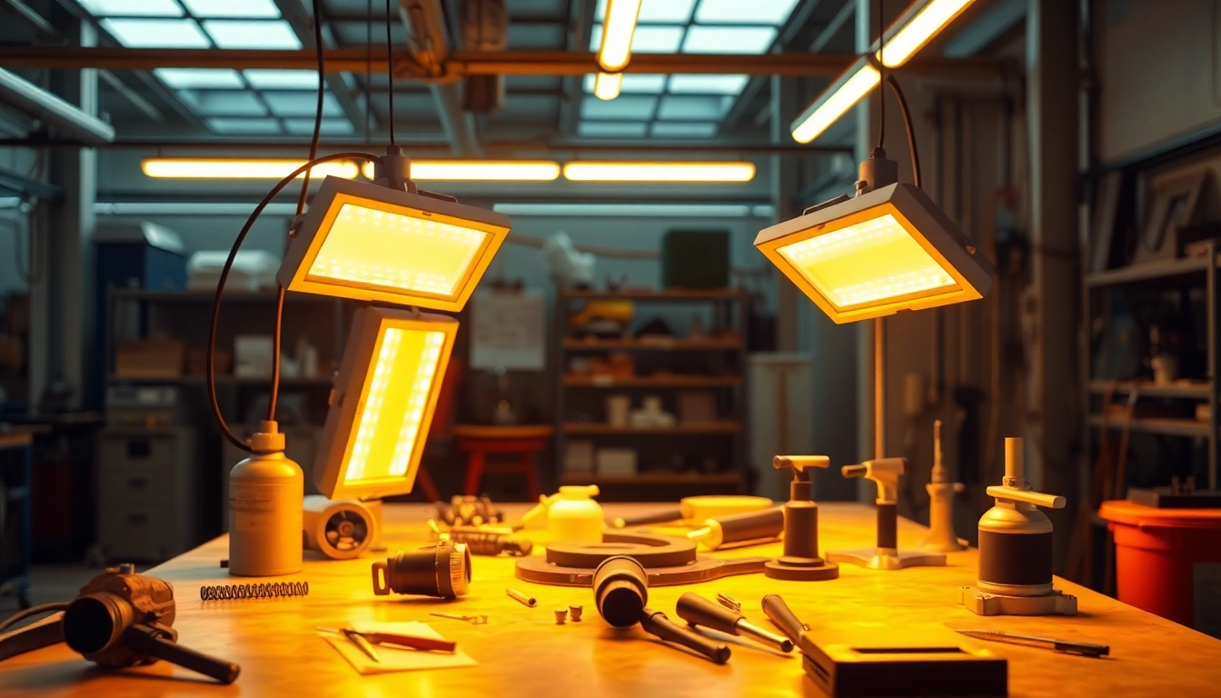 Enhance your workflow with ir paint curing lamps efficiently heating surfaces in an industrial workspace.